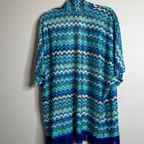 GRAVER Susan Graver Novelty Knit Kimono with Tassel Trim Sz Large - Picture 8 of 8